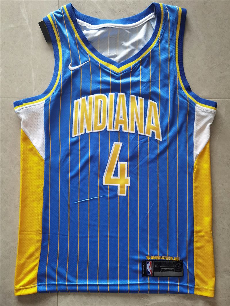Cheap Men Indiana Pacers 4 Oladipo Blue 2021 Game Nike NBA Jerseys